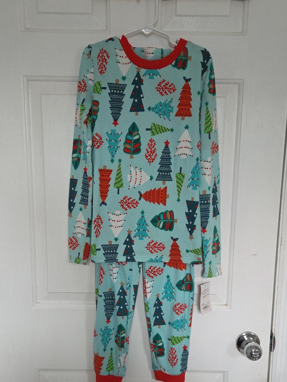 Kohl's Kids 12 Light Blue Christmas Tree Pajama Set - Cozy Long Sleeve & Pants